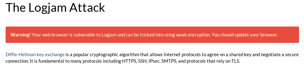 weakdh.org page screaming at me for not having an up-to-date
browser.
